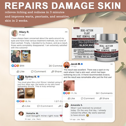 🌊🐡Zvoevo® Black Rice Skin Repair Essence Cream ⚕️ FDA Certified (Removes warts and skin growths, improves keratin buildup and seborrheic dermatitis, follicular keratosis, age spots, and bruising)